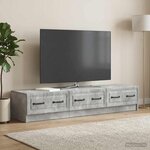 vidaXL Meuble TV Gris béton 147 x 34 5 x 27 cm Bois d'ingénierie