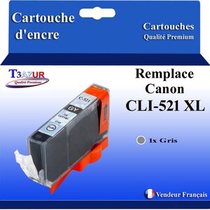 T3AZUR - Cartouche compatible avec Canon CLI521 CLI-521 XL pour Canon Pixma MP980  MP990 - Gris