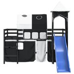 vidaXL Lit mezzanine enfants et tour sans matelas blanc noir 80x200cm