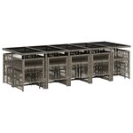 vidaXL Ensemble à manger de jardin 15 Pièces coussins gris résine tressée