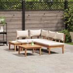 vidaXL Ensemble de banc de jardin avec coussin 4 Pièces Marron  Crème
