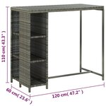 vidaXL Ensemble de bar de jardin 5 Pièces et coussins Résine tressée Gris