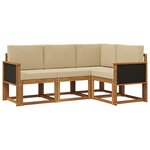 vidaXL Ensemble de canapés d'extérieur 4 pc Naturel et Beige Polyester