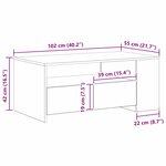 vidaXL Table basse Chêne noir 102 x 55 x 43.5 cm Bois d'ingénierie