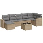 vidaXL Salon de jardin avec coussins 8 Pièces beige résine tressée