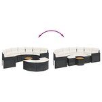 vidaXL Salon de jardin 3 Pièces demi-rond noir résine tressée