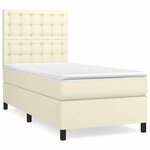 vidaXL Lit à sommier tapissier avec matelas Crème 90x190 cm Similicuir