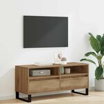 vidaXL Meuble TV avec tiroir Chêne artisanal 100 x 34 5 x 44 5 cm