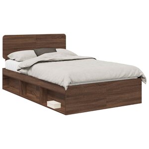 vidaXL Cadre de lit Chêne brun 120 x 200 cm Pin massif