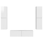 vidaXL Ensemble meuble TV 6 Pièces Blanc brillant Bois d'ingénierie