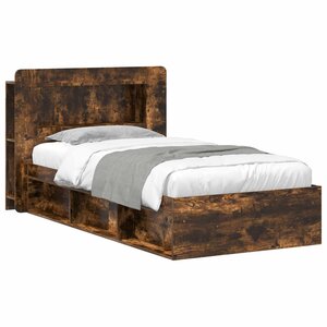 vidaXL Cadre de lit avec rangement Chêne fumé 75 x 190 cm