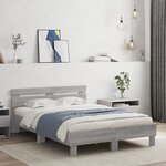 vidaXL Cadre de lit avec tête de lit et LED sonoma gris 120x190 cm