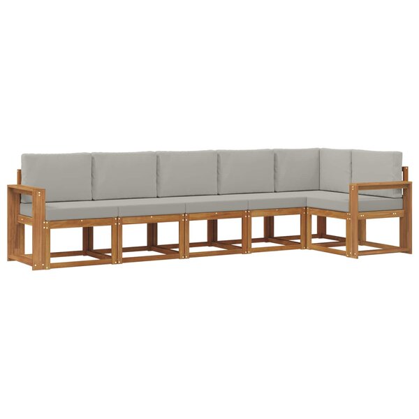 vidaXL Ensemble de canapés d'extérieur 6 pc Naturel et gris clair