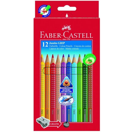 Crayons de couleur JUMBO GRIP, étui en carton de 12 FABER-CASTELL