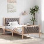 vidaXL Cadre de lit avec tête de lit Taupe 90 x 200 cm Pin massif