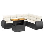 vidaXL Salon de jardin 7 Pièces avec coussins noir résine tressée