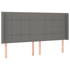 vidaXL Tête de lit avec oreilles Gris foncé 203x16x118/128 cm Tissu