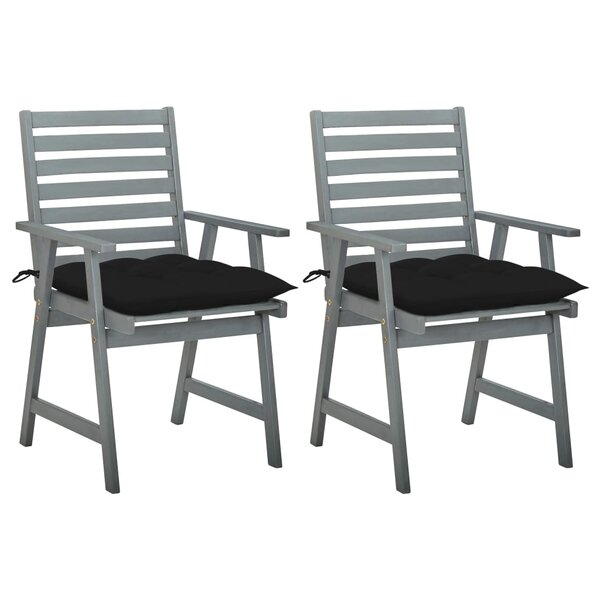 vidaXL Chaises à manger d'extérieur lot de 2 et coussins Acacia massif