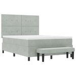 vidaXL Lit à ressorts avec matelas et banc en velours gris clair 140x190 cm