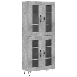 vidaXL Buffet haut Gris béton 69 5x34x180 cm Bois d'ingénierie