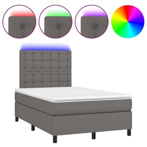 vidaXL Sommier à lattes de lit matelas LED gris 120x190 cm similicuir