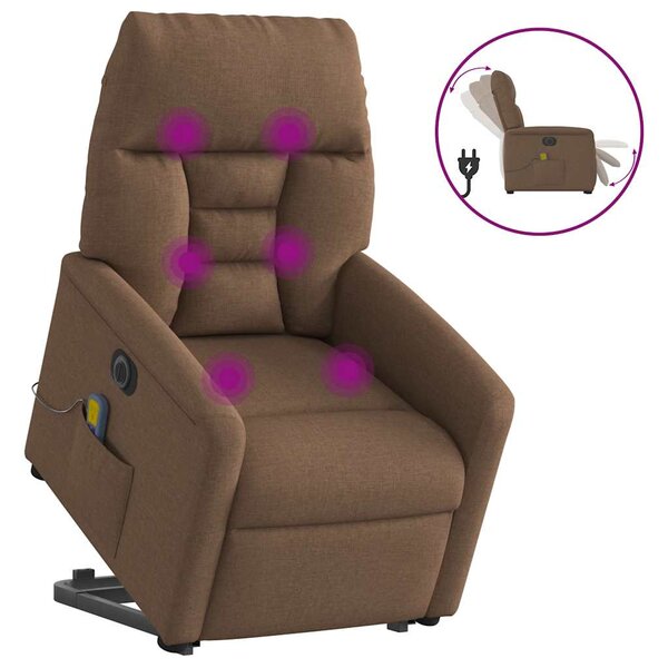 vidaXL Fauteuil inclinable de massage électrique Marron Tissu