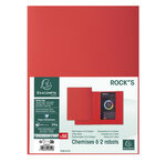Paquet De 50 Chemises 2 Rabats Rock''s 210 - 24x32cm - Rouge - X 5 - Exacompta