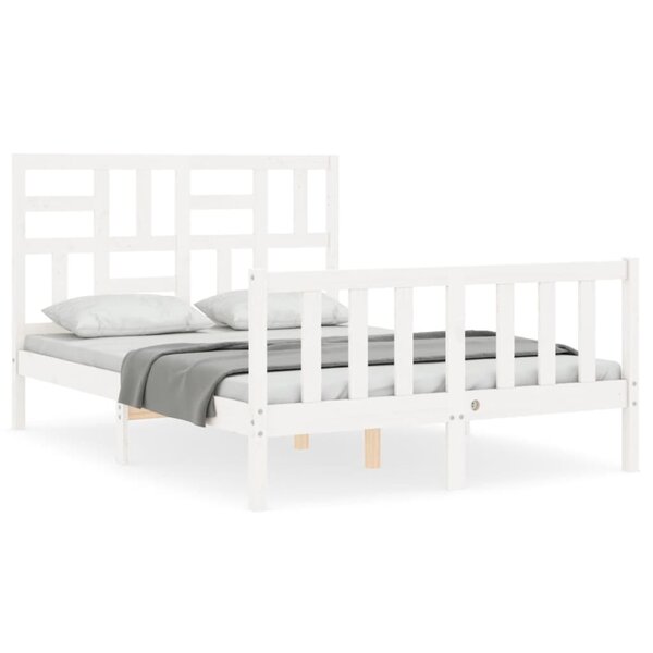 vidaXL Cadre de lit sans matelas blanc bois de pin massif