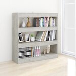 vidaXL Bibliothèque/Séparateur de pièce Gris béton 100x30x103 cm