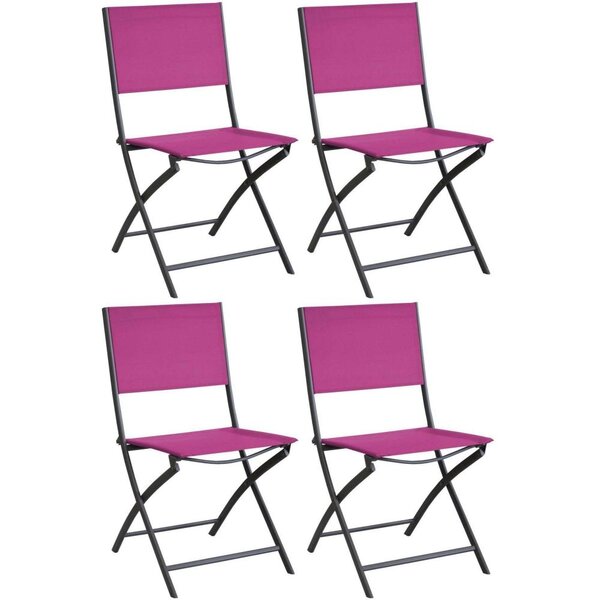 Chaise pliante en acier et toile dream (lot de 4) gris  framboise