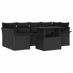 vidaXL Ensemble de canapé de jardin 7 Pièces Noir Poly Rattan