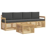 vidaXL Ensemble de canapés d'extérieur 5 Pièces Blanc et anthracite