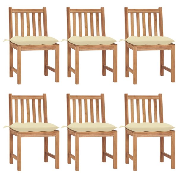 vidaXL Chaises de jardin lot de 6 avec coussins Bois de teck massif