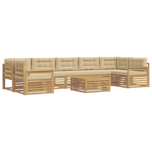vidaXL Ensemble de canapés d'extérieur 8 Pièces Blanc et Beige