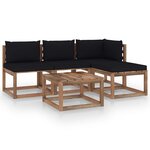 vidaXL Salon palette de jardin 5 Pièces et coussins Bois de pin imprégné