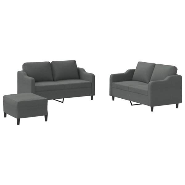 vidaXL Ensemble de canapés 3 Pièces avec coussins Gris foncé Tissu
