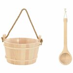 vidaXL Seau de Sauna 2 Pièces Marron Bois de pin massif et chanvre