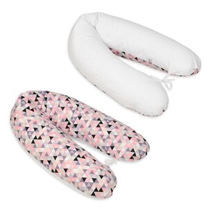 Coussin maternité pre/post natal usages multiples triangles roses blanc