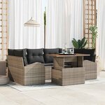 vidaXL Ensemble de canapé de jardin 7 Pièces Gris Poly rotin