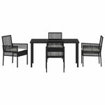 vidaXL Ensemble de salle à manger pour jardin 5 Pièces Noir Poly rotin