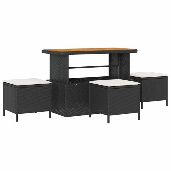 vidaXL Ensemble de salle à manger pour jardin 4 Pièces Noir Poly rotin