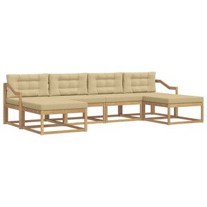 vidaXL Ensemble de canapés d'extérieur 6 Pièces Blanc et Beige