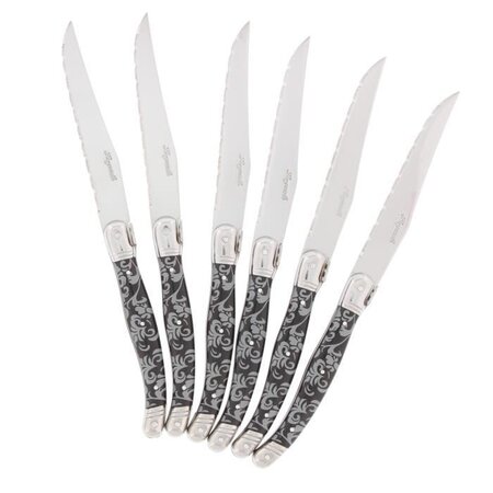PRADEL EXCELLENCE Coffret de 6 couteaux de table avec manche dentelle gris et noir