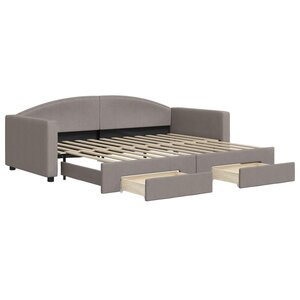 vidaXL Lit de jour avec gigogne et tiroirs sans matelas taupe 90x200cm