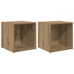 vidaXL Meuble TV 2 Pièces Marron 37 x 35 x 37 cm Bois d'ingénierie