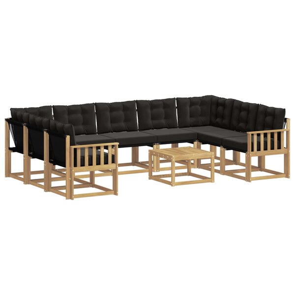 vidaXL Ensemble de canapés d'extérieur 10 Pièces Blanc et noir
