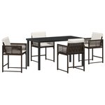 vidaXL Ensemble de salle à manger de jardin 5 pièces avec coussins Marron Poly Rattan
