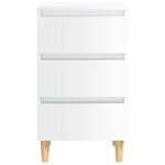 vidaXL Table de chevet avec pieds en bois blanc brillant 40x35x69 cm