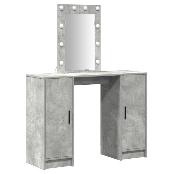 Coiffeuse vidaXL avec éclairage LED Gris béton 102x33x135 cm