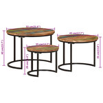 vidaXL Tables gigognes 3 Pièces bois massif de récupération